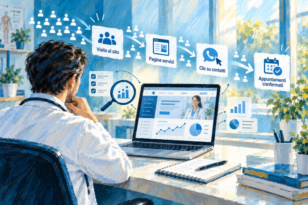 Guida pratica per professionisti sanitari: interpretare visite, clic, appuntamenti e provenienze prima di investire in modifiche al sito.